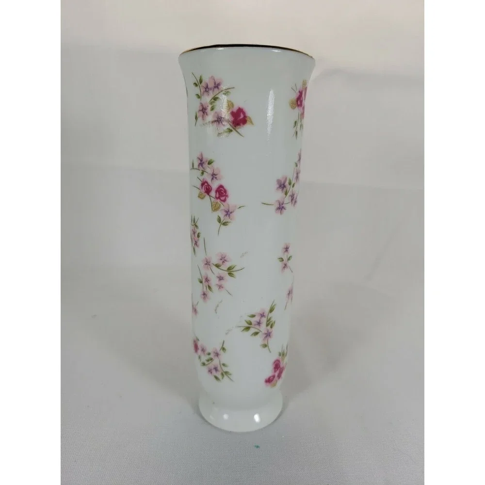 Porcelain Bud Vase Pink Floral With‎ Love Mother Poem. Russ Berrie #4957 Gift